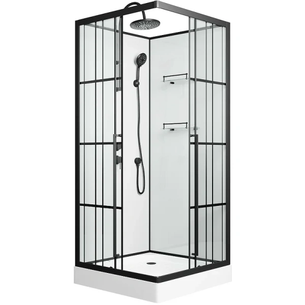 Душевая кабина Niagara Standart 90х90 см левая ST90/15QL/KL/BKT (детальная фотография), со стеклянными задними стенками