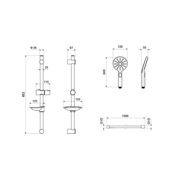 Душевой гарнитур Акватек Оберон хром AQ2014CR (детальная фотография), душевые гарнитуры