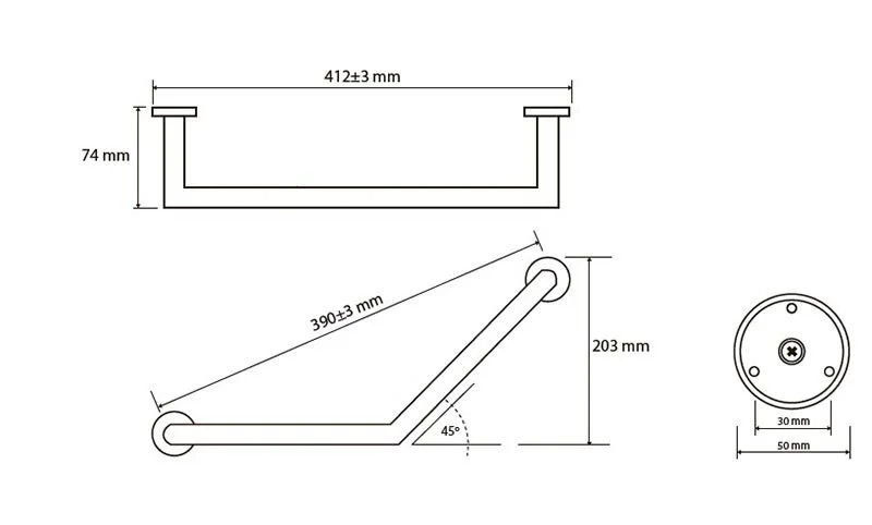 Поручень для ванной Bemeta Omega изогнутый 104307621 (детальная фотография), современные, hi-tech
