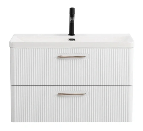 Тумба под раковину подвесная BelBagno Due 80 см Bianco Lucido - фото 1