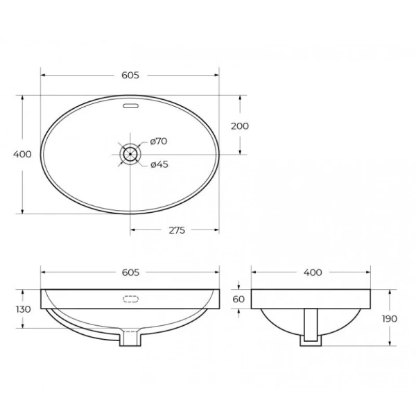 Раковина BelBagno 60 см белая BB1004 (детальная фотография), современные, hi-tech