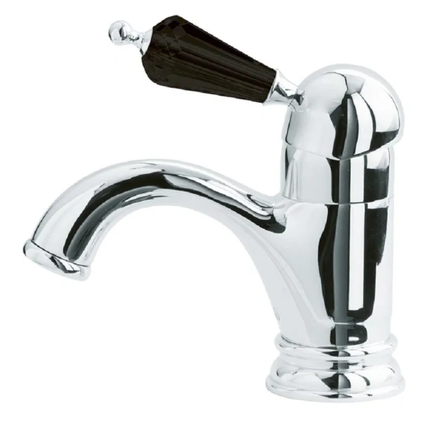 Смеситель для раковины Boheme Tradizionale Nero хром ручка Swarovski черная 241 (детальная фотография)