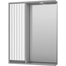 Зеркальный шкаф с подсветкой Brevita Balaton 65 см белый/серый, правый