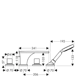 Смеситель на борт ванны Axor Massaud 18440000 (детальная фотография), для ванны