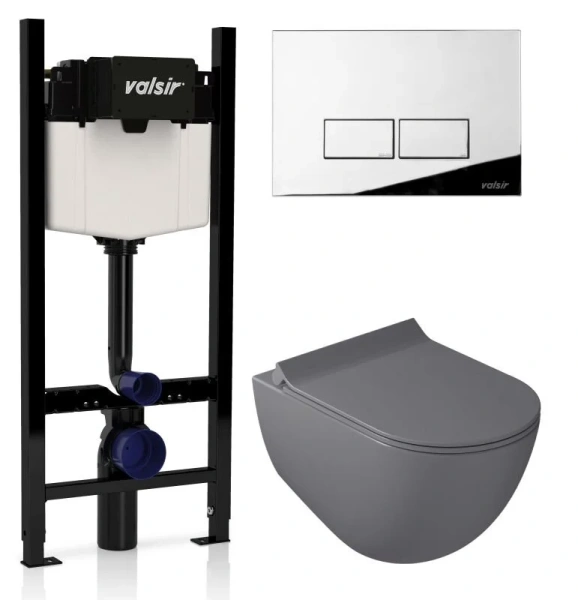Унитаз с инсталляцией Valsir Dream кнопка хром глянцевая KIT VSCR 7317GM Slim P3 (детальная фотография)