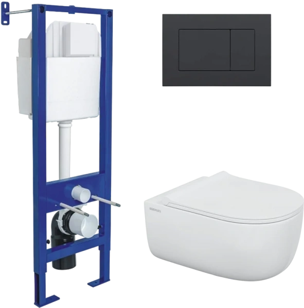 Унитаз с инсталляцией Berges Ego XL клавиша черная Soft Touch 043360 (детальная фотография)