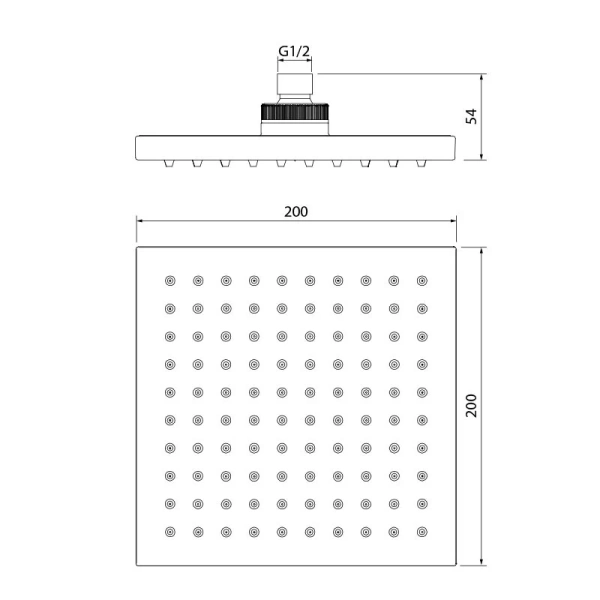 Верхний душ IDDIS квадратный 00220SPi64 (детальная фотография), верхние души
