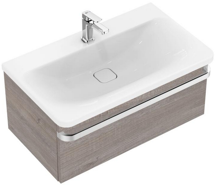 Тумба под раковину подвесная Ideal Standard Tonic II 80 см светло-серое дерево R4303FE (детальная фотография), моноблок