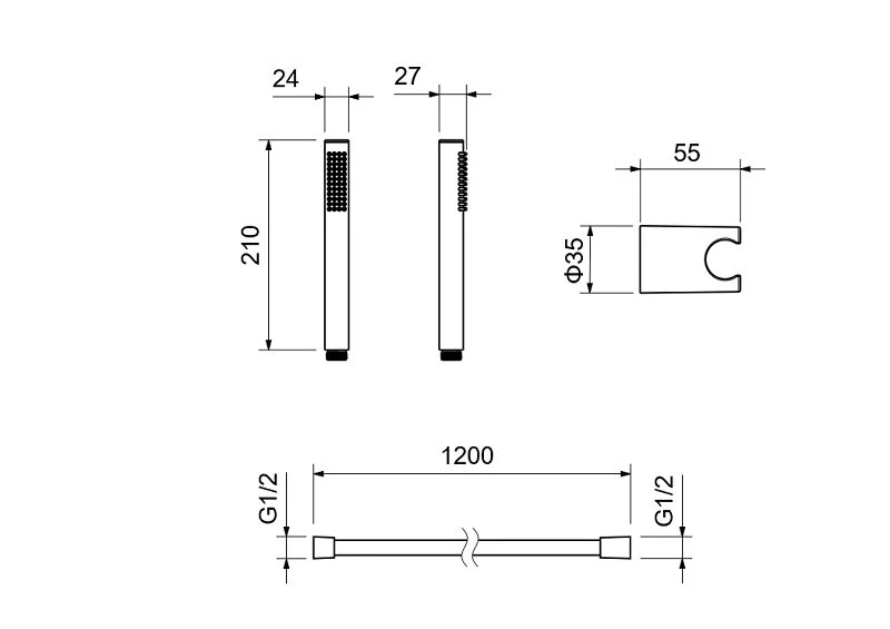 Душевой комплект Акватек Европа оружейная сталь AQ2034BGM (детальная фотография), душевые комплекты, наборы