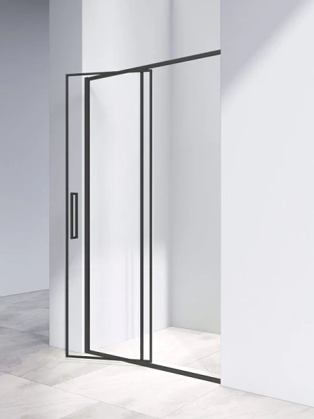 Душевая дверь в нишу Vincea Slim 120 см профиль черный стекло прозрачное VDP-4SL120CLB (детальная фотография), черные