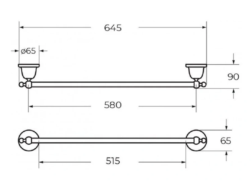 Полотенцедержатель Art & Max Felicia хром AM-F-5509-Cr (детальная фотография), классические, ретро