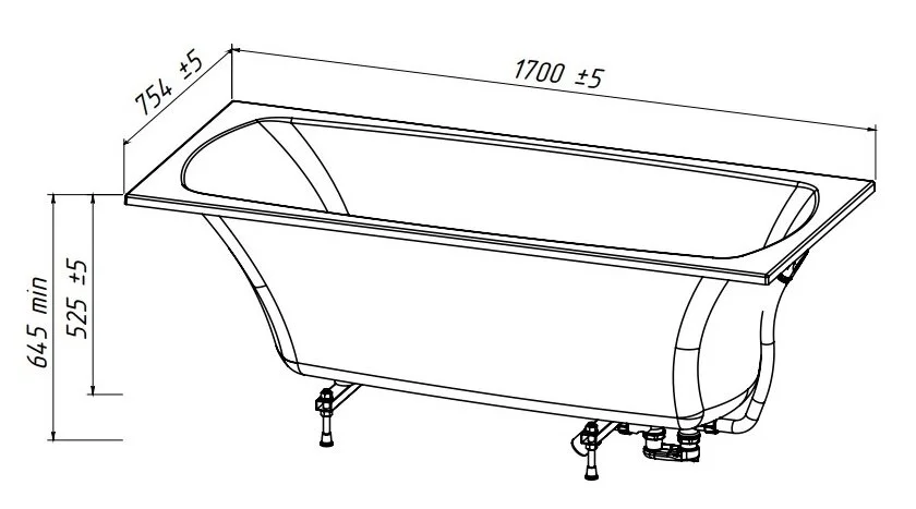 Ванна из искусственного камня Belux Виктория ВВИ-1700, 4810924269218, 170 x 75 см, белый (детальная фотография), искусственный камень