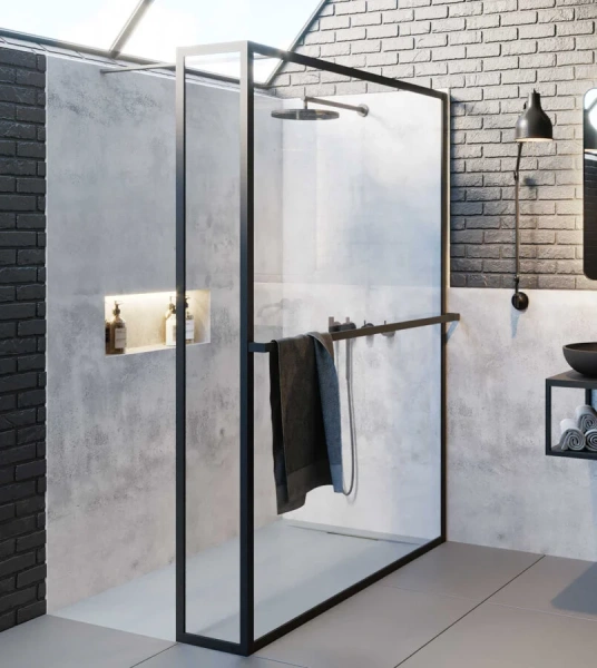 Душевая перегородка черная Riho Lucid GD402 90x200 см G005033121 (детальная фотография)