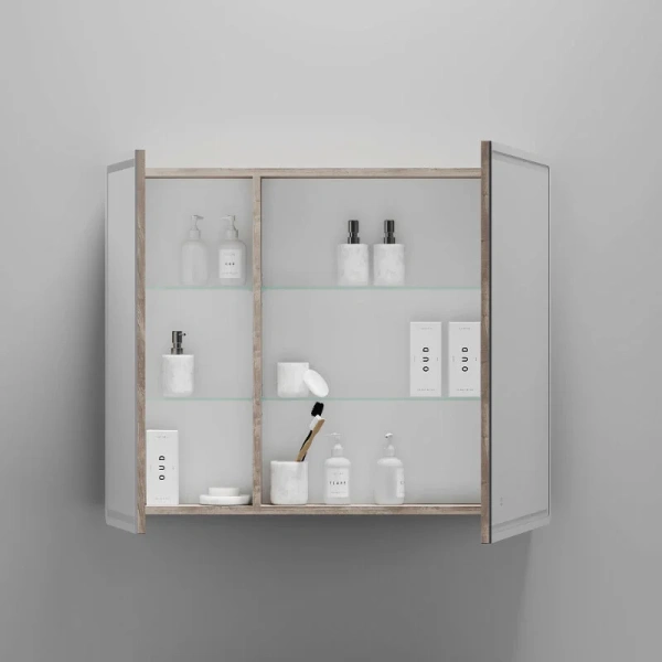 Зеркальный шкаф с подсветкой Sancos Mirror 90 см дуб галифакс натуральный MI90EG (детальная фотография), современные, hi-tech