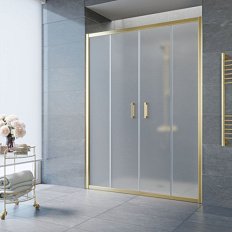 Душевая дверь профиль золотой стекло сатин Vegas-glass