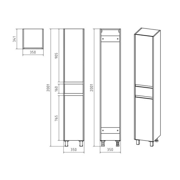 Шкаф-пенал напольный Misty Алиса Э-Али0501-01 35 см ЛДСП (детальная фотография), 35 см