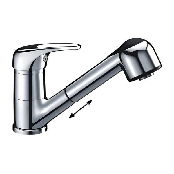 Смеситель для кухни WasserKRAFT Oder хром, с выдвижным изливом 6365 (детальная фотография)