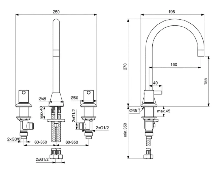 Смеситель для раковины Ideal Standard Ceraline хром BC196AA (детальная фотография), для раковины