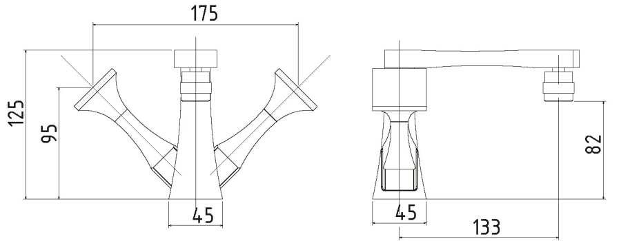 Смеситель для биде Migliore Opera 2459 двухвентильный (детальная фотография), для биде