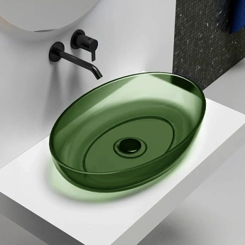Раковина Abber Kristall 60 см зеленая - фото 4