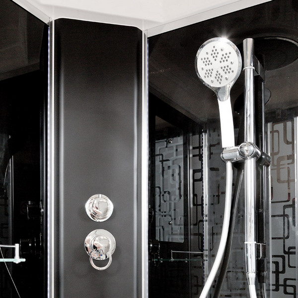 Душевая кабина Deto BM 90х90 см с гидромассажем BM1590GMBLACK (детальная фотография), стеклянные, узорчатые