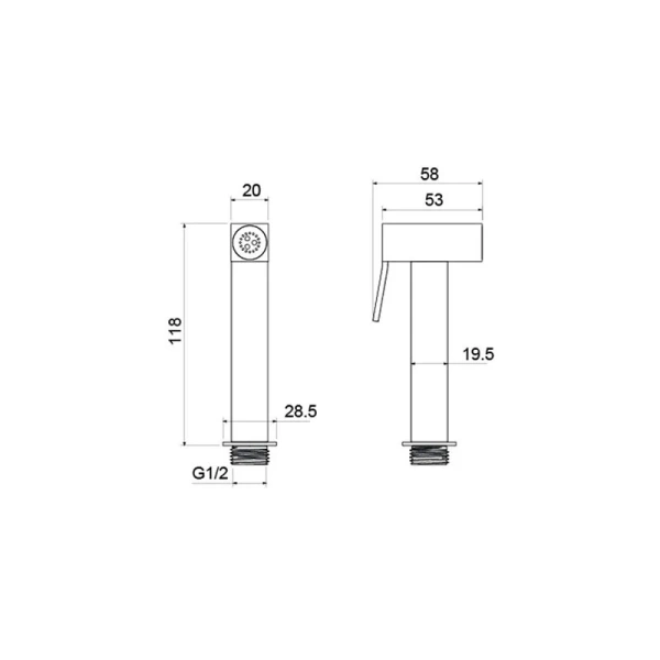 Гигиенический душ Акватек хром AQ2058CR (детальная фотография), с лейкой