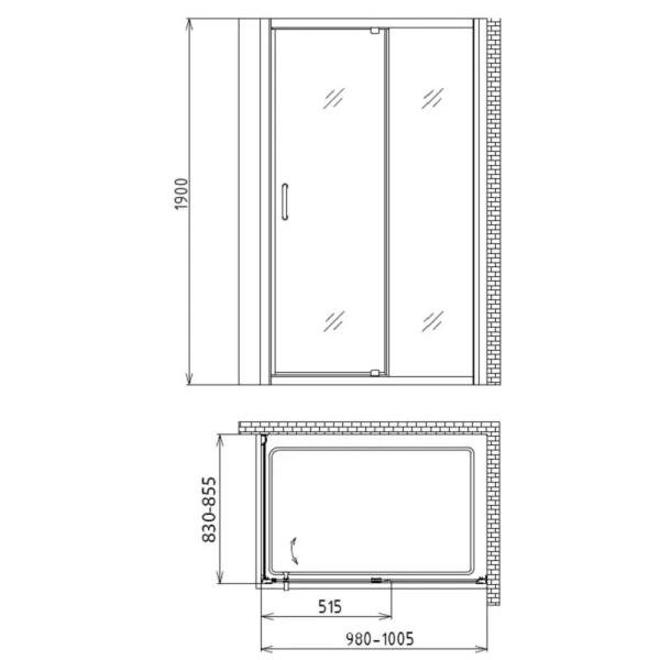 Душевой уголок Gemy Sunny Bay 100 S28191A-A85 (детальная фотография), прямоугольные