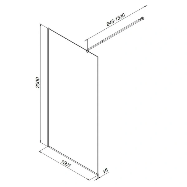 Душевая перегородка Am.Pm Func 100 см профиль черный W84WI-100-F1-BTE (детальная фотография), современные, hi-tech