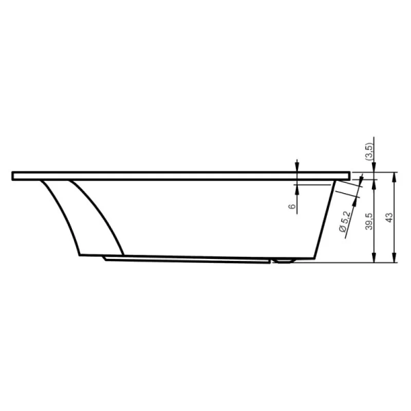 Акриловая ванна Eurolux Miamika E1016070029, 160 х 70 см, белая (детальная фотография), прямоугольные