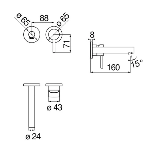 Смеситель для раковины Nobili Live LV00499CR скрытый монтаж (детальная фотография), для раковины