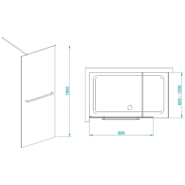 Душевая перегородка RGW Walk In WA-041B 90 см профиль черный, стекло прозрачное 35104009-14 (детальная фотография), современные, hi-tech