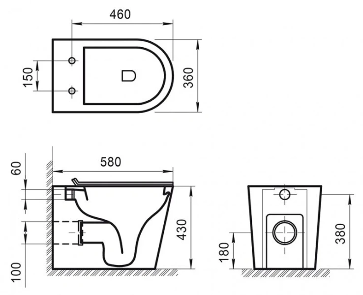 Унитаз напольный BelBagno Flay-R приставной BB1003CBR (детальная фотография), современные, hi-tech