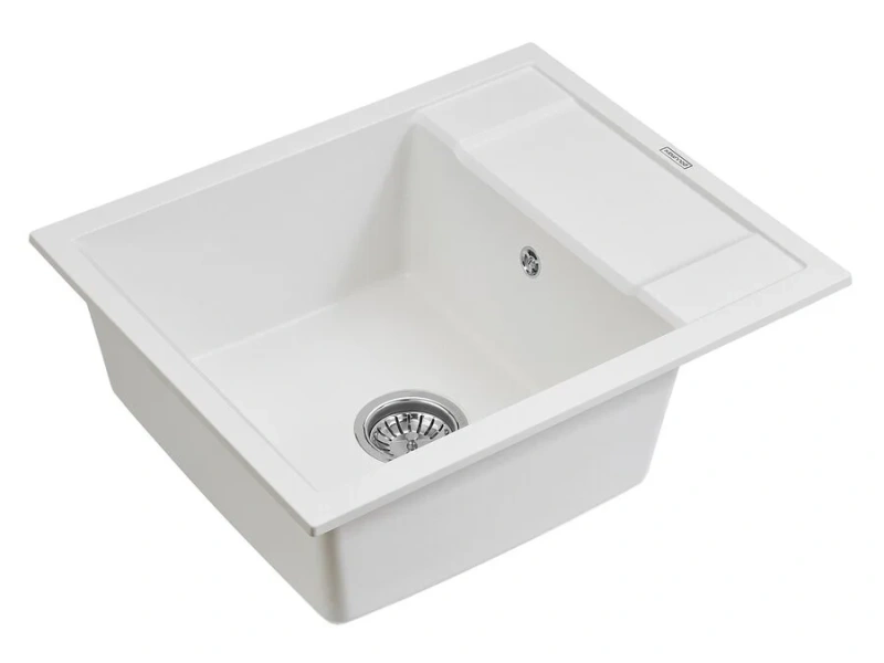 Мойка для кухни Paulmark Optimum 60 см белая PM216050-WH (детальная фотография), прямоугольной формы