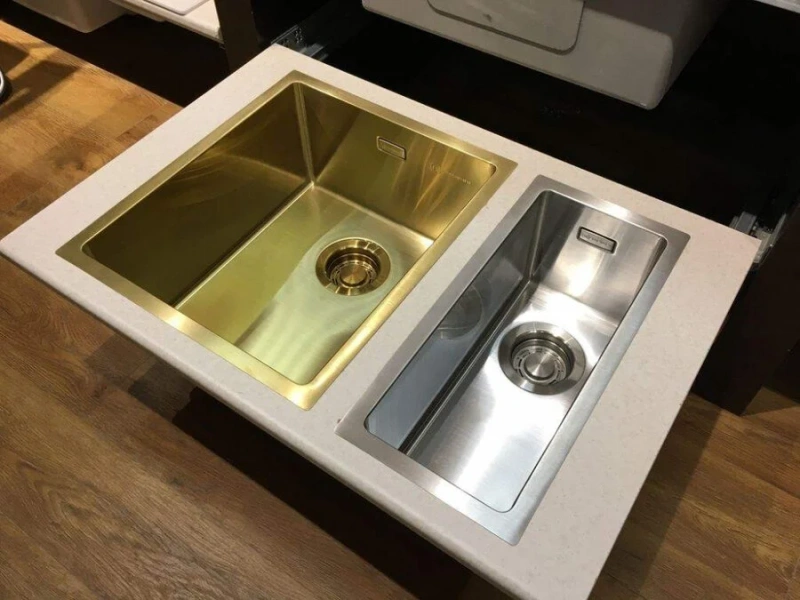 Мойка для кухни Omoikiri Taki 20-U/IF-LG 20 см светлое золото 4973091 (детальная фотография), из нержавеющей стали, стальные, металлические