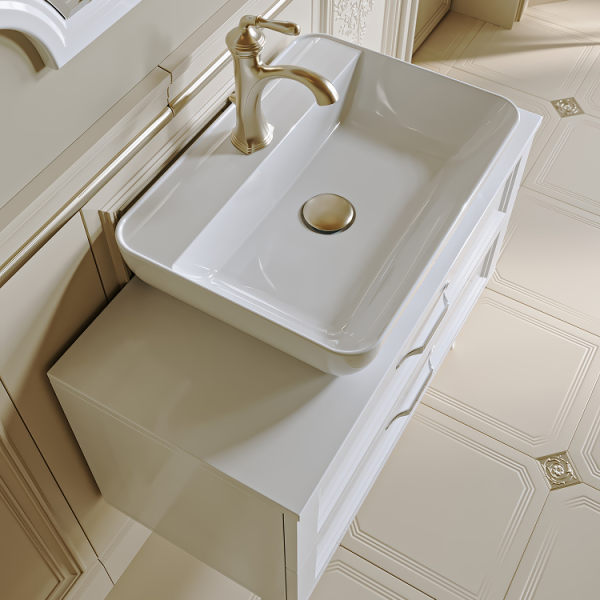 Тумба под раковину напольная Aqwella LaDonna 85 см белая LAD0108W (детальная фотография), под накладную раковину