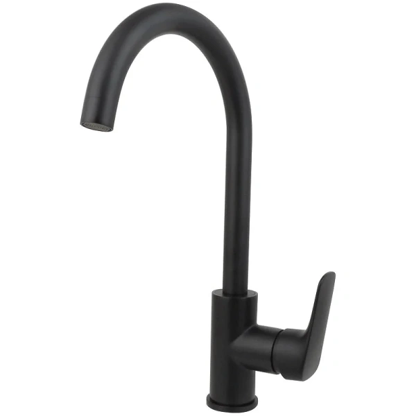 Смеситель для кухни Акватек Вега полукруглый излив черный матовый AQ1082MB (детальная фотография)
