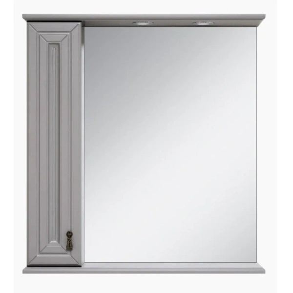Зеркальный шкаф с подсветкой Misty Лувр 65 см серый правый П-Лвр03065-1504П (детальная фотография)