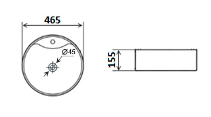 Раковина Timo Reko 46 см накладная TK-205 (детальная фотография), современные, hi-tech