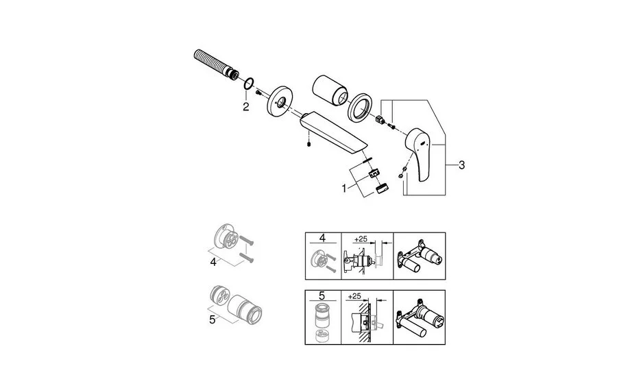 Смеситель для раковины Grohe Eurosmart без встраиваемого механизма 29337003 (детальная фотография), хром
