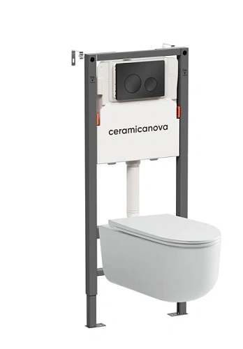 Унитаз с инсталляцией Ceramica Nova Ulma кнопка черная матовая - фото 1
