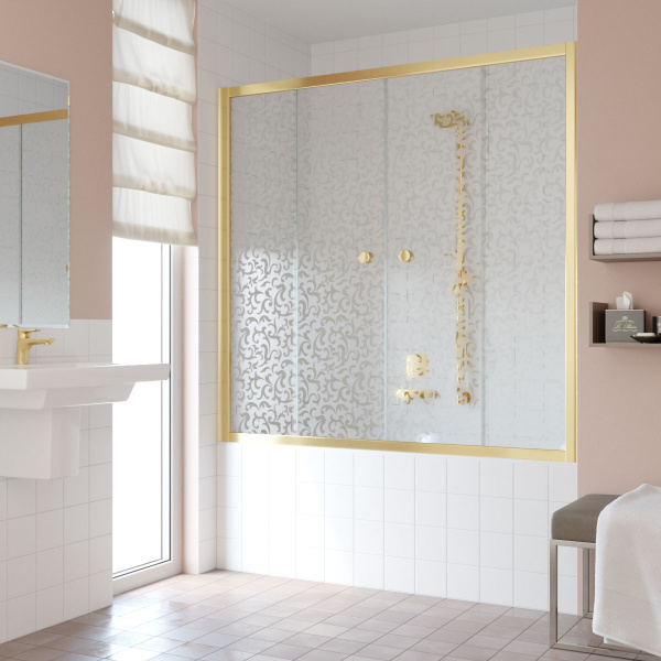 Душевая шторка на ванную стекло ретро Vegas-glass Z2V 180 R04 (детальная фотография), раздвижные