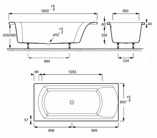 Ванна гидромассажная Jacob Delafon Ove E5TN0220-00 180 х 80 см c системой Tonus + E5TN0220RU-00 (детальная фотография), 180x80 см