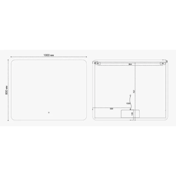 Зеркало с подсветкой Vincea 100 см c антизапотевателем VLM-3BE100-2 (детальная фотография), в наличии