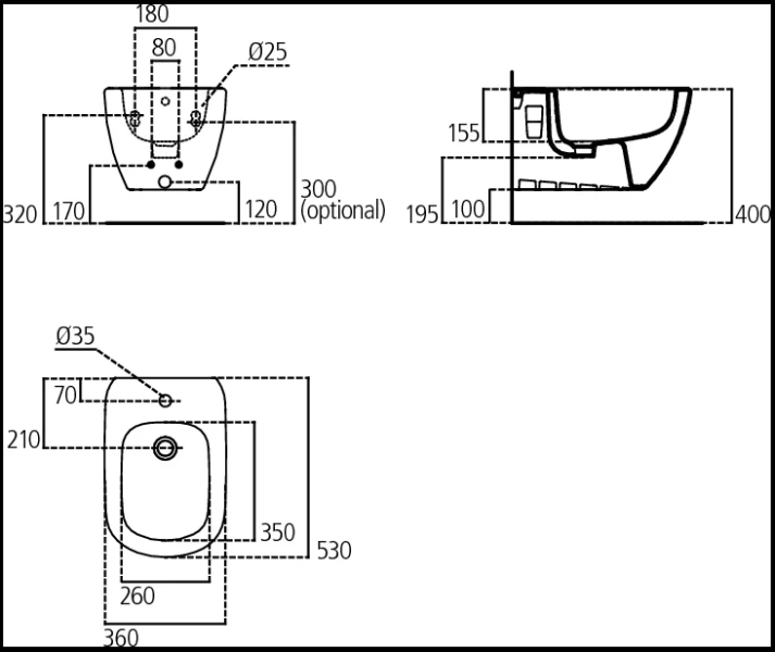 Биде подвесное Ideal Standard Tesi белое T355201 (детальная фотография), круглой формы