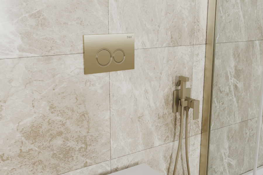 Клавиша смыва D&K Bayern матовое золото DB1529007 (детальная фотография), по запросу