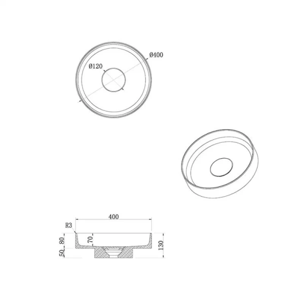 Раковина Boheme Corian 40 см белая матовая 801-MW (детальная фотография), современные, hi-tech