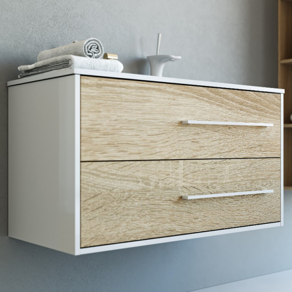 Тумба под раковину подвесная Aqwella Майами 90 см правая Mai.01.09/R (детальная фотография), моноблок