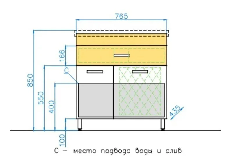 Тумба с раковиной напольная Style Line Ориноко ЛС-00000636 80 см с бельевой корзиной (детальная фотография), в наличии, по запросу
