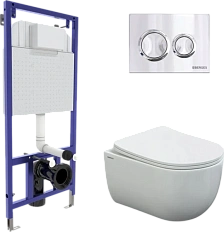 Унитаз с инсталляцией BERGES Ventas клавиша О3 хром