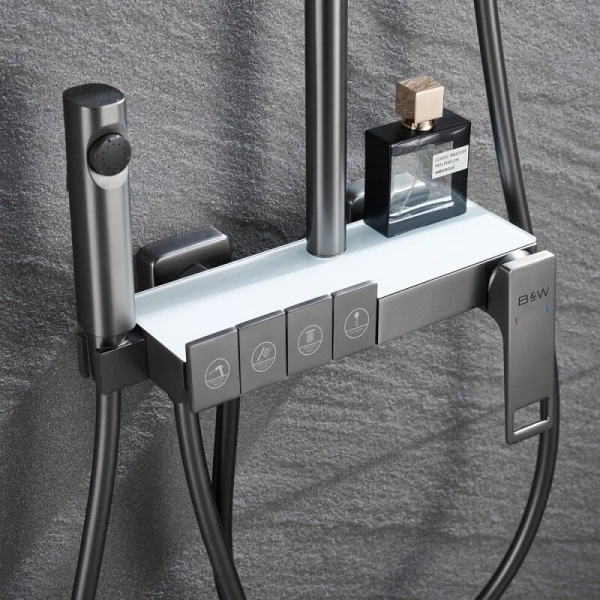 Душевая стойка Black&White Universe оружейная сталь 5012MG (детальная фотография), другие